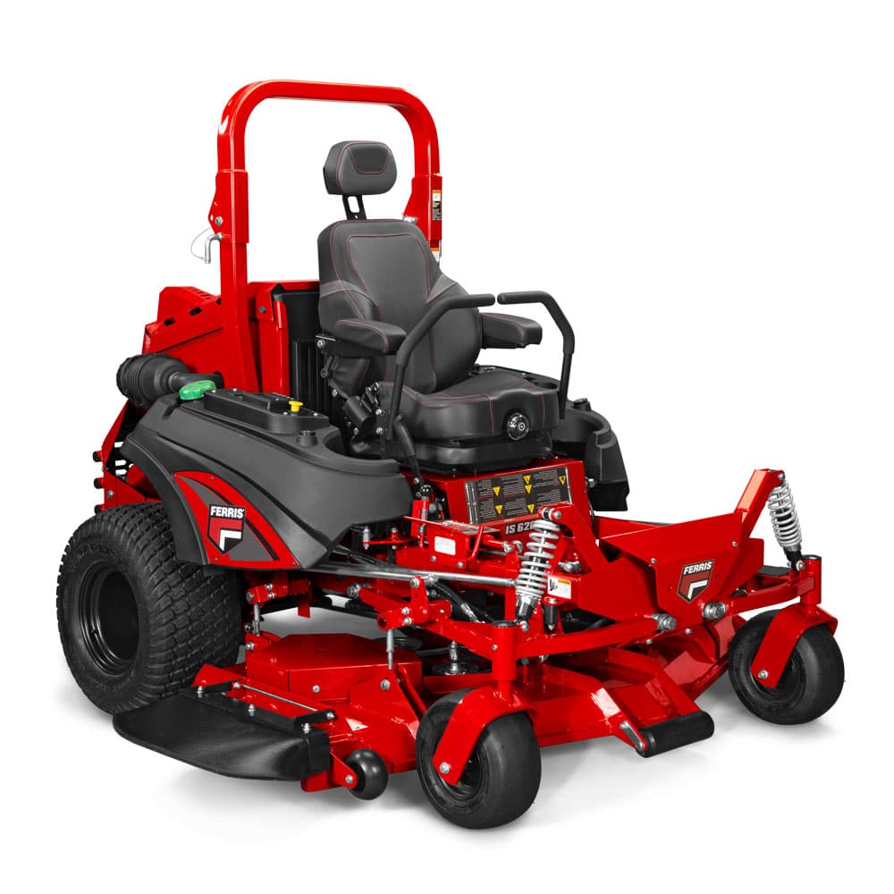 Red zero-turn mower outside an equipment dealership